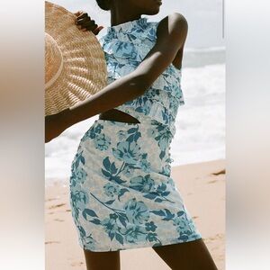 NWT Sabo Floral Blue Cutout Dress size AUS L/12, US size 8